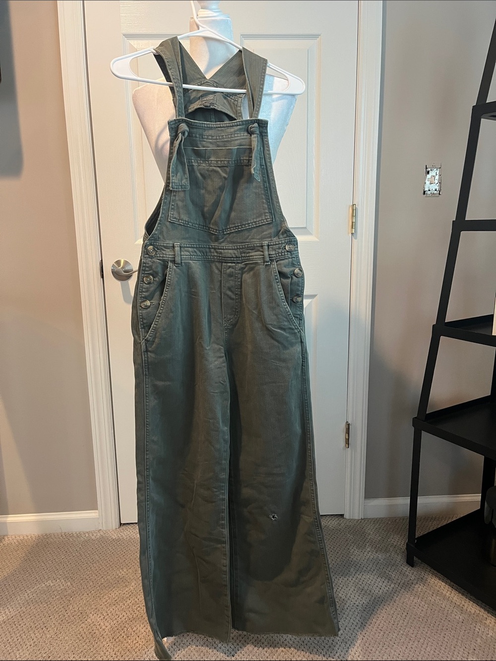 aerie Olive Green Wide-Leg Overalls